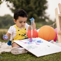 Outdoor Painting Fun Activity for First Birthday