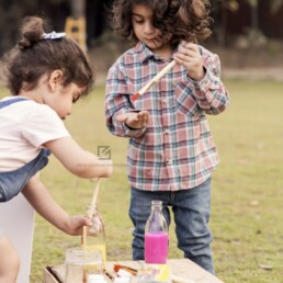 Sibling Outdoor Painting Activity